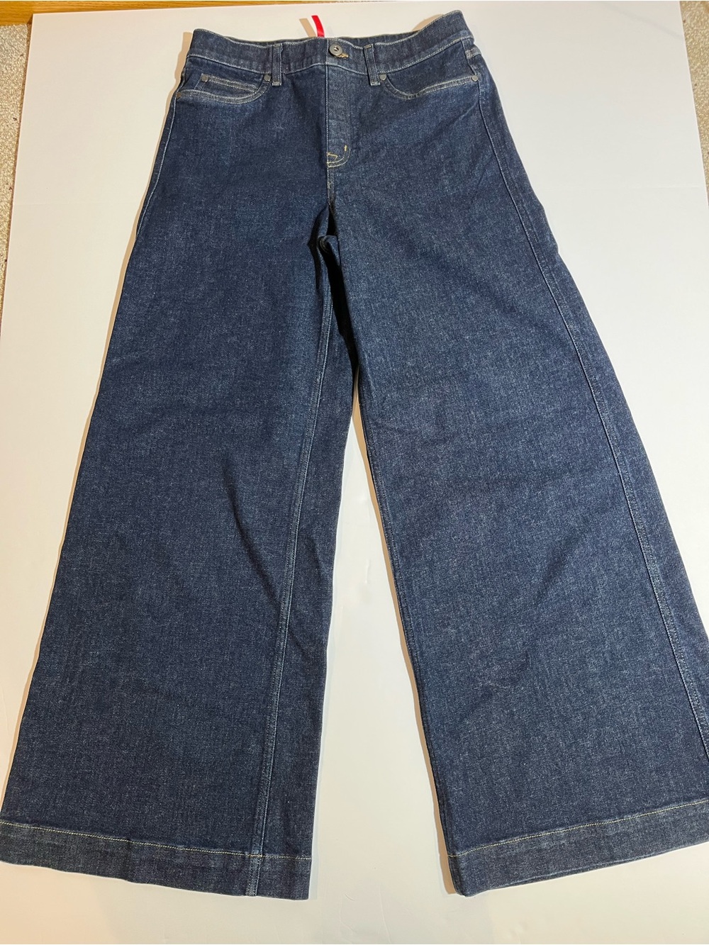 Spanx Wide Leg Jeans Women Large Indigo Dark Wash Pull On Stretch 20547R Boho - Picture 2 of 12